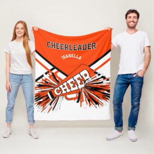 Voor een Cheerleader 📣 - Oranje, Zwart & Wit Fleece Deken
