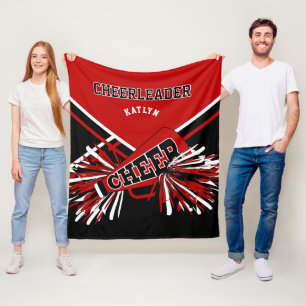 Voor een 📣 Cheerleader - Rood, Zwart & Wit - Op M Fleece Deken