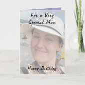 Voor een heel bijzondere mama foto paarse verjaard kaart (Voorkant)