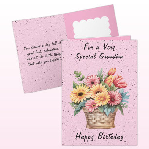 Voor een heel bijzondere oma bloemen roze verjaard kaart