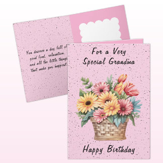 Voor een heel bijzondere oma bloemen roze verjaard kaart
