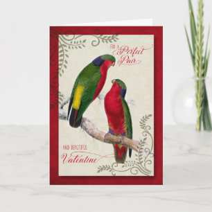 Voor een paar op Valentijnsdag Loriket Parrots Feestdagen Kaart
