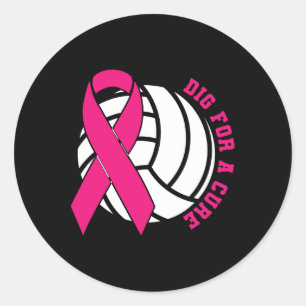 Voor een remedie borstkanker Bewustzijn Volleybal  Ronde Sticker