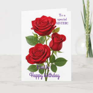 Voor een speciale zus Roze Gele Rozen Verjaardag Kaart