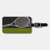 Voor een tennisspeler reis, een zwart en groen bagagelabel (Voorkant horizontaal)