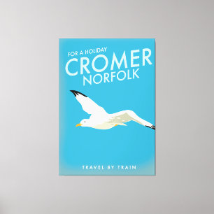 Voor een vakantie Cromer Norfolk trein reisposter. Canvas Afdruk