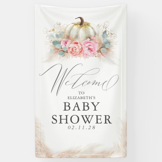 Voor elke partij - pompoen roze bloemen spandoek (Verticaal)