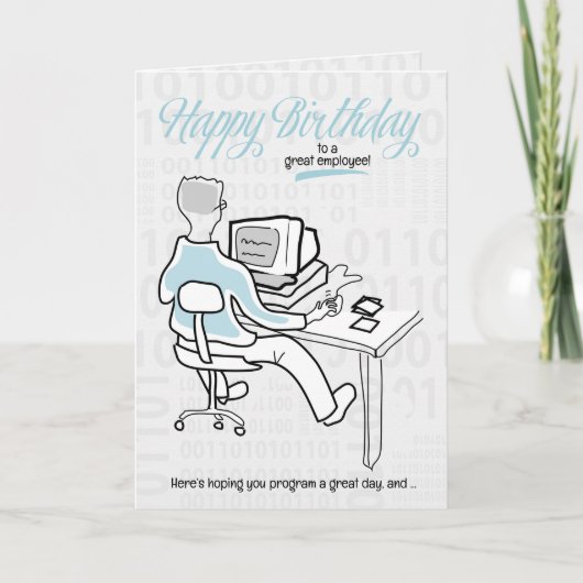 voor Employee Funny Birthday Computer Guy Kaart (Voorkant)