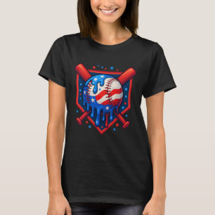 (voor en achter) Honkbal Drip Ice Cream 4th of Ju T-shirt