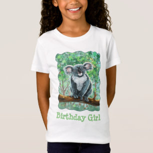Voor en achter Koala Beer Verjaardagsmeisje T-shirt