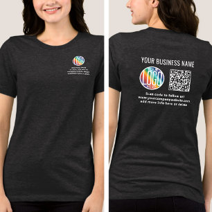 Voor- en achterkant Bedrukt logo & QR-code bedrijf Tri-Blend Shirt