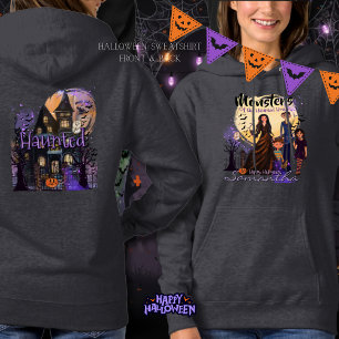 Voor- en achterkant spookhuis Monster Family Hoodie