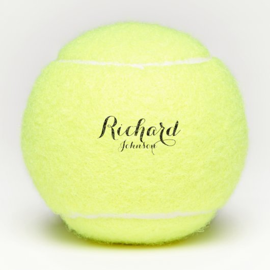 Voor- en achternaam Script gepersonaliseerd Tennisballen (Voorkant)