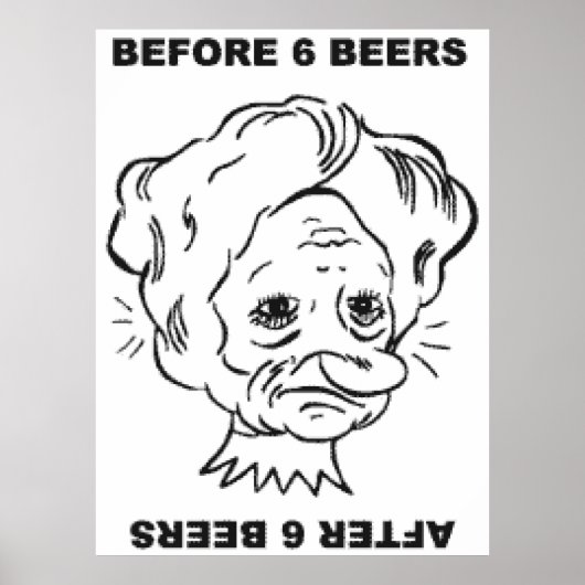 Voor en na 6 bier poster (Voorkant)