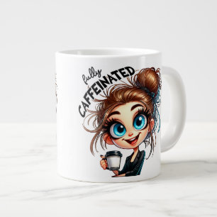 Voor en na cafeïne - Sarcastisch Grumpy Extra Grote Beker