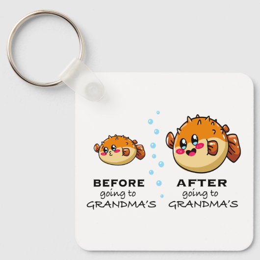 Voor en na grootma Funny Nana Sleutelhanger (Voorkant)
