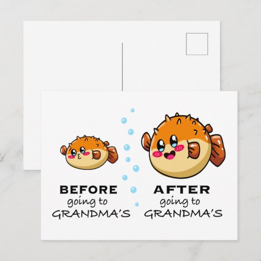 Voor en Na het Gaan Naar Oma Grappige Oma Briefkaart (Voorkant / Achterkant)