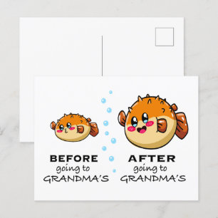 Voor en Na het naar oma gaan Grappige Nana Briefkaart