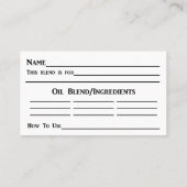 Voor etherische oliën visitekaartje (Achterkant)