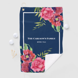 Voor familiale moderne rode roze bloemen op de don golfhanddoek