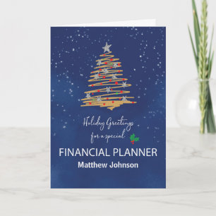 Voor financieel planner kerstboom aangepaste naam kaart