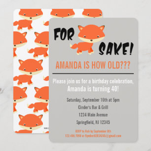 Voor Fox Sake. Hoe oud ben je? Birthday Uitnodigin Kaart