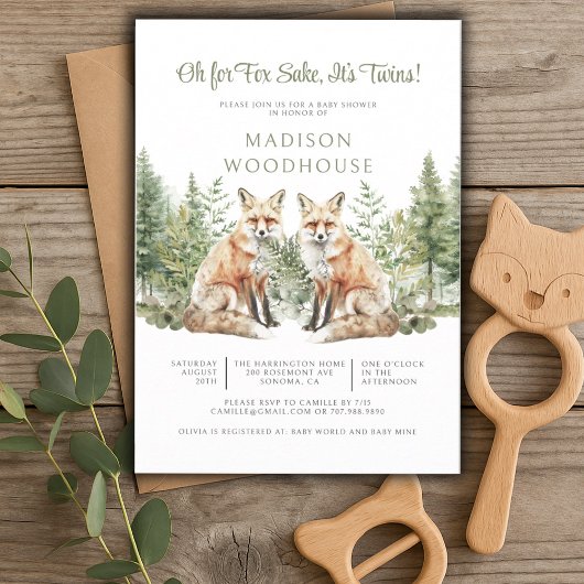 Voor Fox Sake is het Twins Baby shower Invitation Kaart