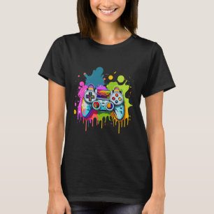 Voor Gamers Paint Controller Gaming Apparel Video T-shirt