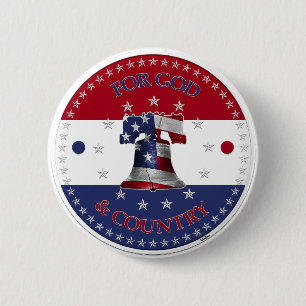 Voor God en het land Liberty Bell Ronde Button 5,7 Cm