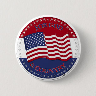 Voor God en het land met de vlag van de Verenigde Ronde Button 5,7 Cm