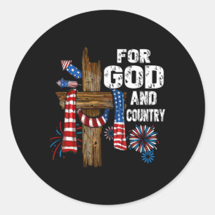 Voor God en Land Kruis Christelijke Patriottische Ronde Sticker