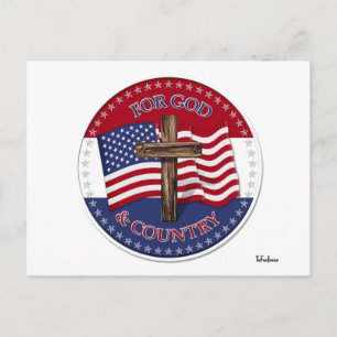 Voor God en Land - Kruis met 50 sterren Amerikaans Briefkaart