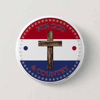 Voor God en land met kruis Ronde Button 5,7 Cm