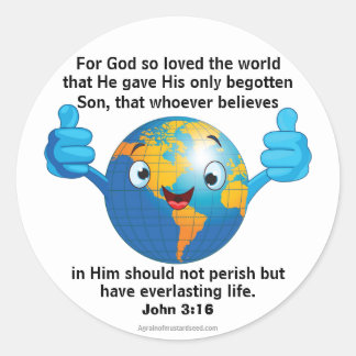 Voor God zo geliefd bij de wereld John 3:16 Earth Ronde Sticker