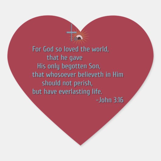 Voor God zo geliefd over de wereld Hart Sticker (Voorkant)