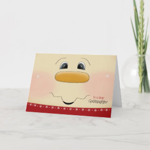 Voor Godfather Christmas Happy Snowman Face Feestdagen Kaart