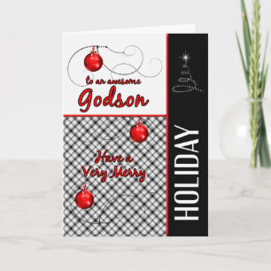 voor Godson Sporty Red en Black Pset Feestdagen Kaart