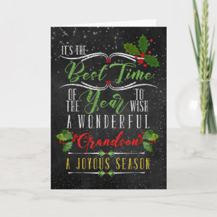voor Grandson Best Time of Year Kerstmis Feestdagen Kaart