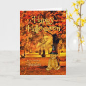 voor Grandson Halloween Teddy Bear Witch Kaart (Gele Bloem)