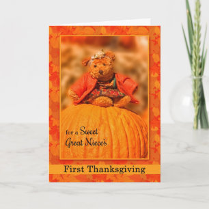 voor Great Niece's 1st Thanksgiving Bear Feestdagen Kaart