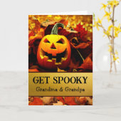 Voor grootouders Halloween Spooky Jack O' Lantern Kaart (Gele Bloem)