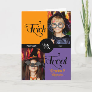 voor grootouders Trick or treat 2 Foto Halloween Kaart