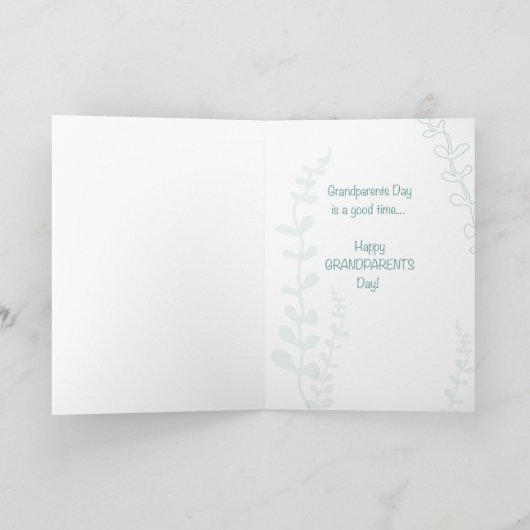 Voor grootvader, grootouders Dag Groene hand getek Kaart (Binnen)