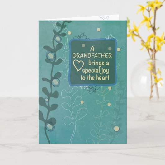 Voor grootvader, grootouders Dag Groene hand getek Kaart (Gele Bloem)