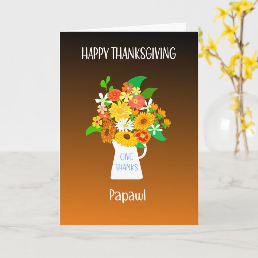 Voor grootvader Thanksgiving Bloemenboeket Kaart (Gele Bloem)