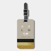 Voor haar een Chic Travel Bagagelabel met Monogram (Voorkant verticaal)