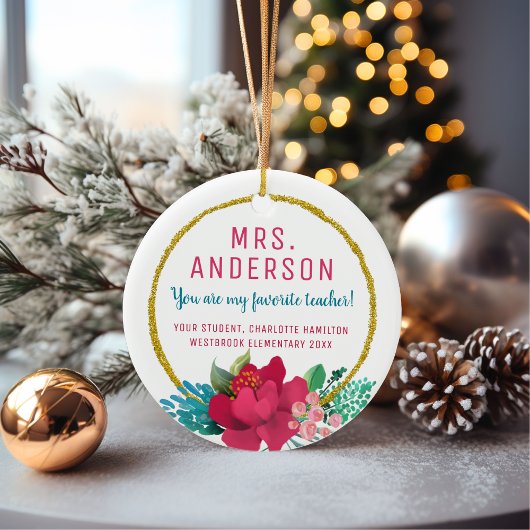 Voor haar favoriete kerstcadeautje voor leraren keramisch ornament
