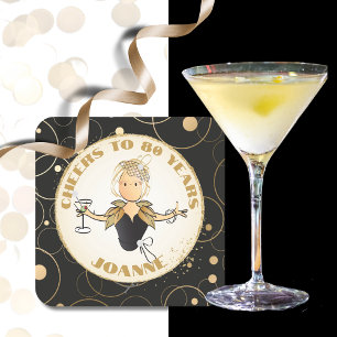 Voor Haar Gouden Zwart Proost aan 80 Verjaardagsto Vierkante Kartonnen Onderzetter