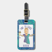 Voor haar grappige Cartoon Tropical Beach Cruise Bagagelabel (Voorkant verticaal)