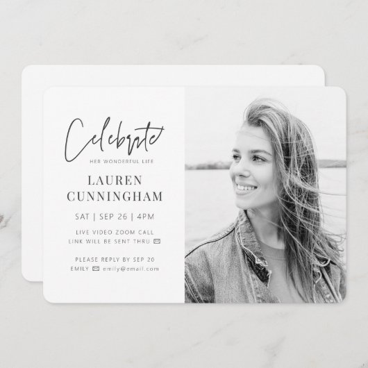 Voor haar virtuele viering van Life Modern Foto Kaart (Voorkant / Achterkant)